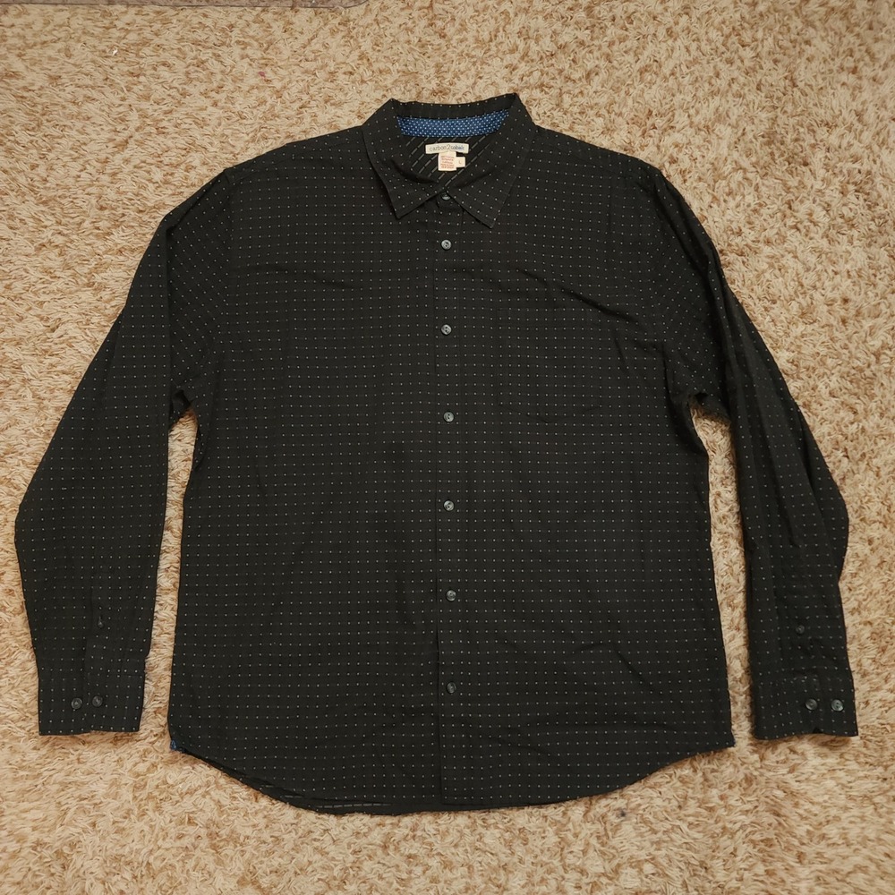 Carbon2cobalt Button Down‎ Shirt Mens Large Black Micro Dot Long Sleeve Cotton - Picture 2 of 7